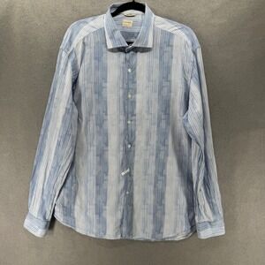 CULTURATA Shirt Tailored Fit Mens XXL 18/46 Blue Striped Made in Italy Button Up